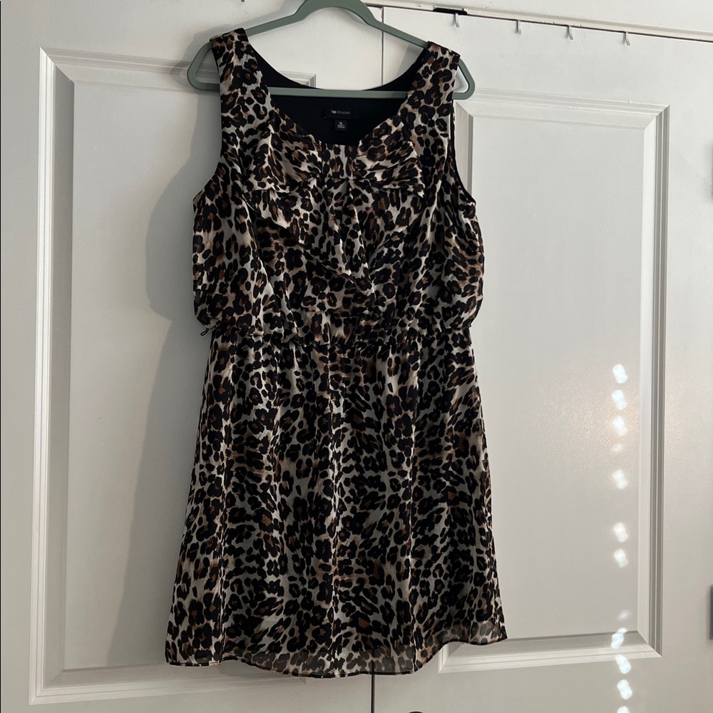 AB Studio Leopard Print Dress - Black and Brown